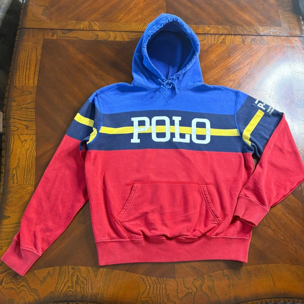 Polo Ralph Lauren Spellout Sport P-93 Hoodie‎ Small Vintage 90's Sweatshirt